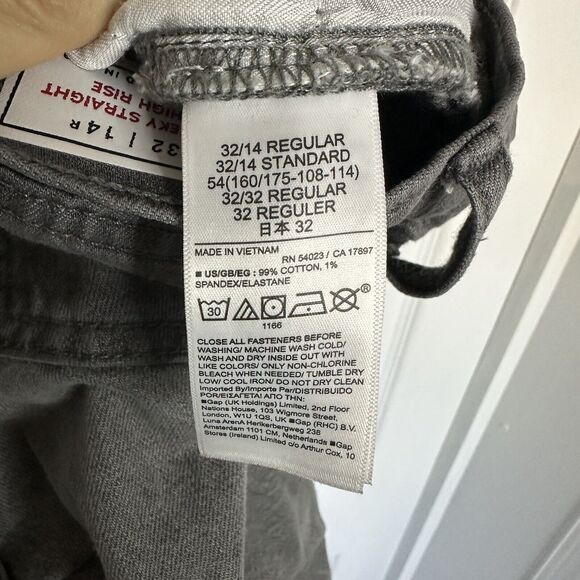 GAP Jeans Women’s 32 14 Cheeky Straight High Rise Button Fly Gray Denim Raw Hem - Picture 5 of 10